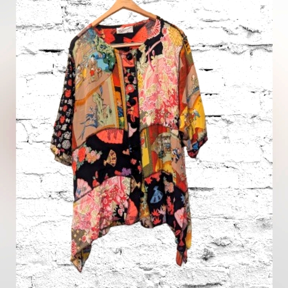 Sterling Styles Tops - Sterling Styles Women's OS Duster Kimono Chinoiserre Eclectic
